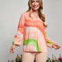 Blusa scollo a V in georgette elasticizzato con fantasia astratta sfumata CIPRIA DORABELLA XXL