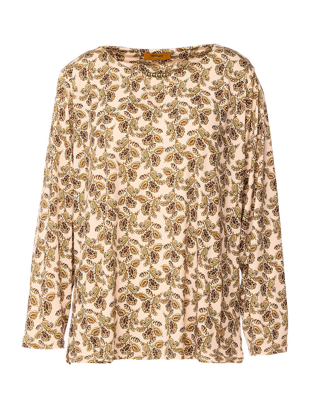 Blusa stampata a maniche lunghe con dettaglio gioiello nello scollo MILITARE DORABELLA PIU'