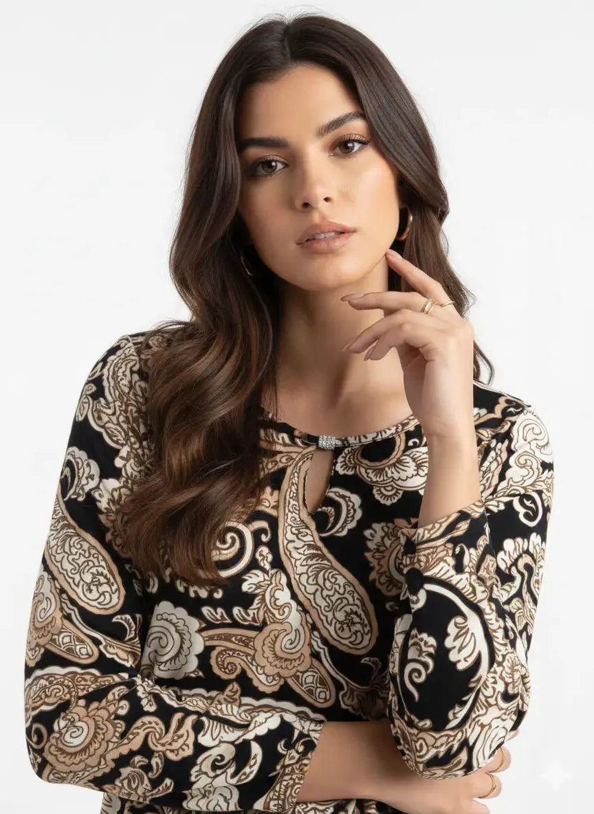 Blusa stampata con accessorio DORABELLA