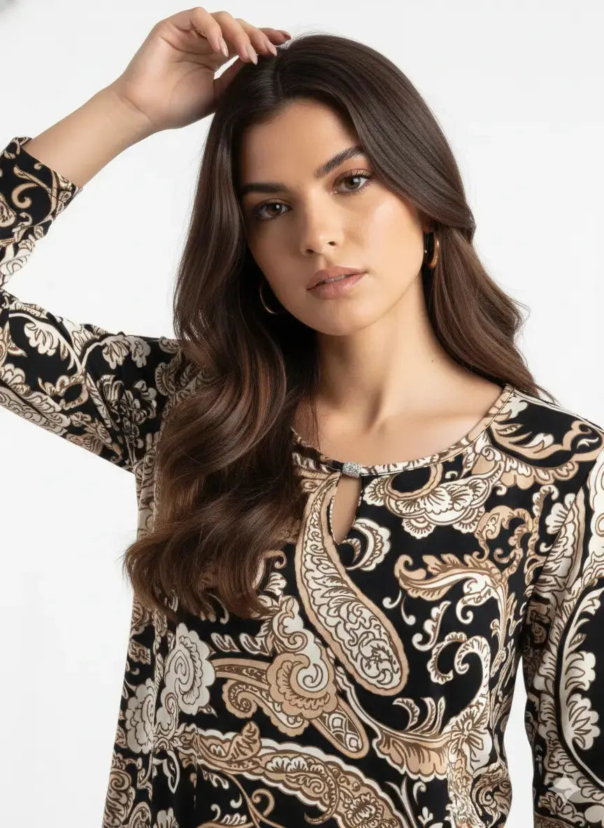 Blusa stampata con accessorio DORABELLA