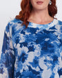 Blusa stampata con inserti in paillettes BLU CHINA DORABELLA PIU'