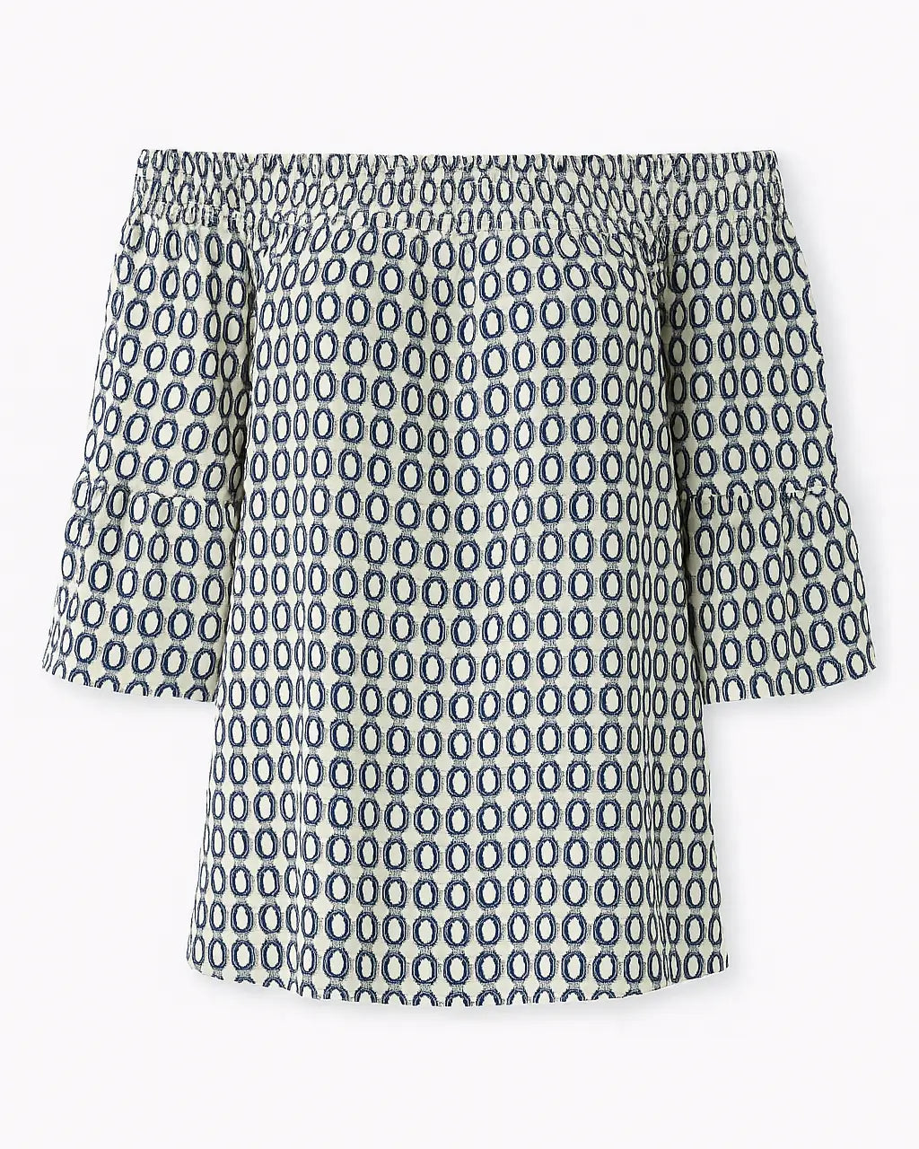 Blusa stampata con scollo omerale elasticizzato con balze DORABELLA