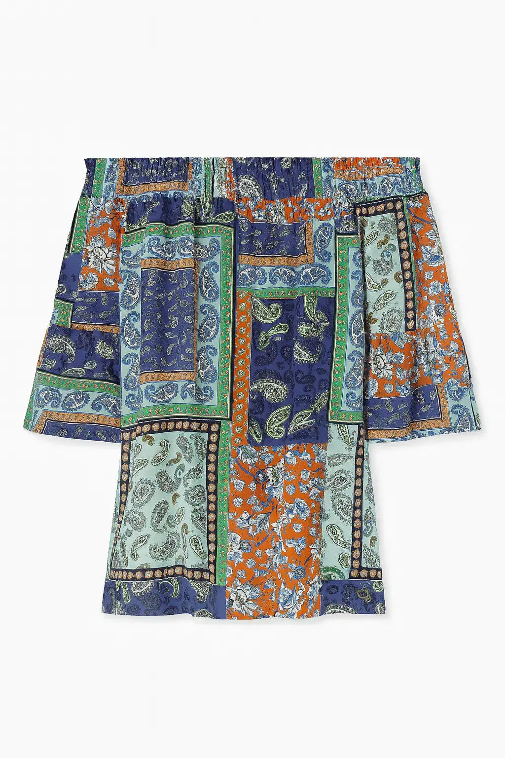 Blusa stampata con scollo omerale elasticizzato con balze DORABELLA Arancione-XXL