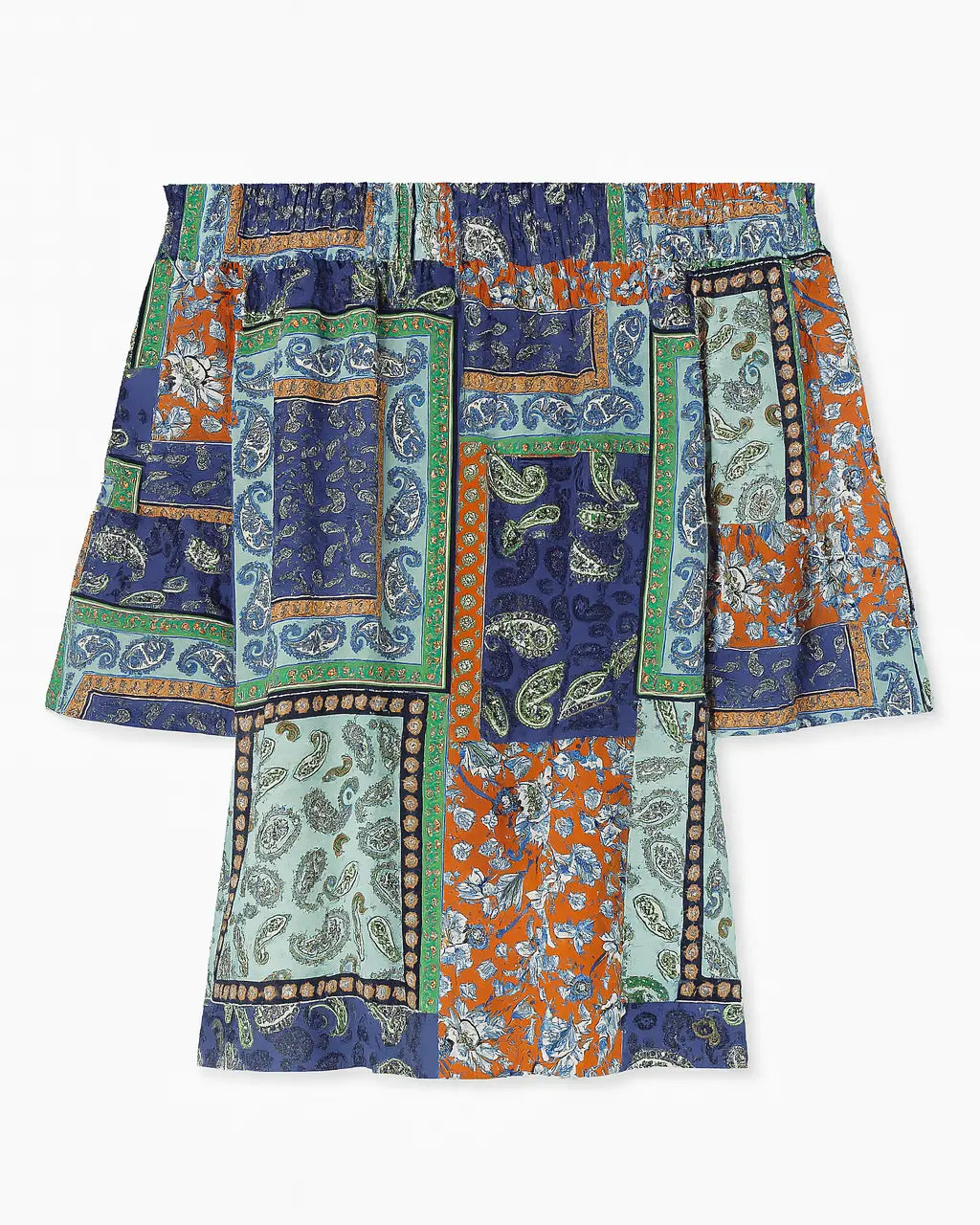 Blusa stampata con scollo omerale elasticizzato con balze DORABELLA Arancione-XXL