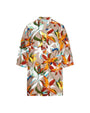 Blusa stile kaftano in tela di viscosa fantasia floreale con scollo a V e spacchi laterali. ARANCIO DORABELLA PIU' 47