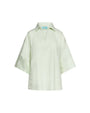 Blusa stile polo in tela di lino e viscosa tinta unita con scollo a V. MENTA DORABELLA
