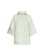 Blusa stile polo in tela di lino e viscosa tinta unita con scollo a V. MENTA DORABELLA