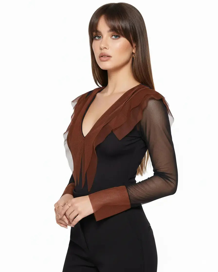 Body tulle NERO-TABACCO IRONICA