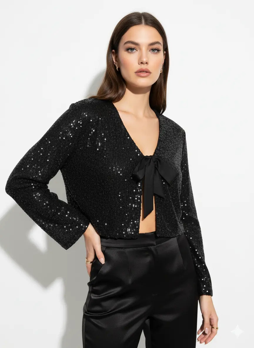 Bolerino in paillettes con nastro DORABELLA