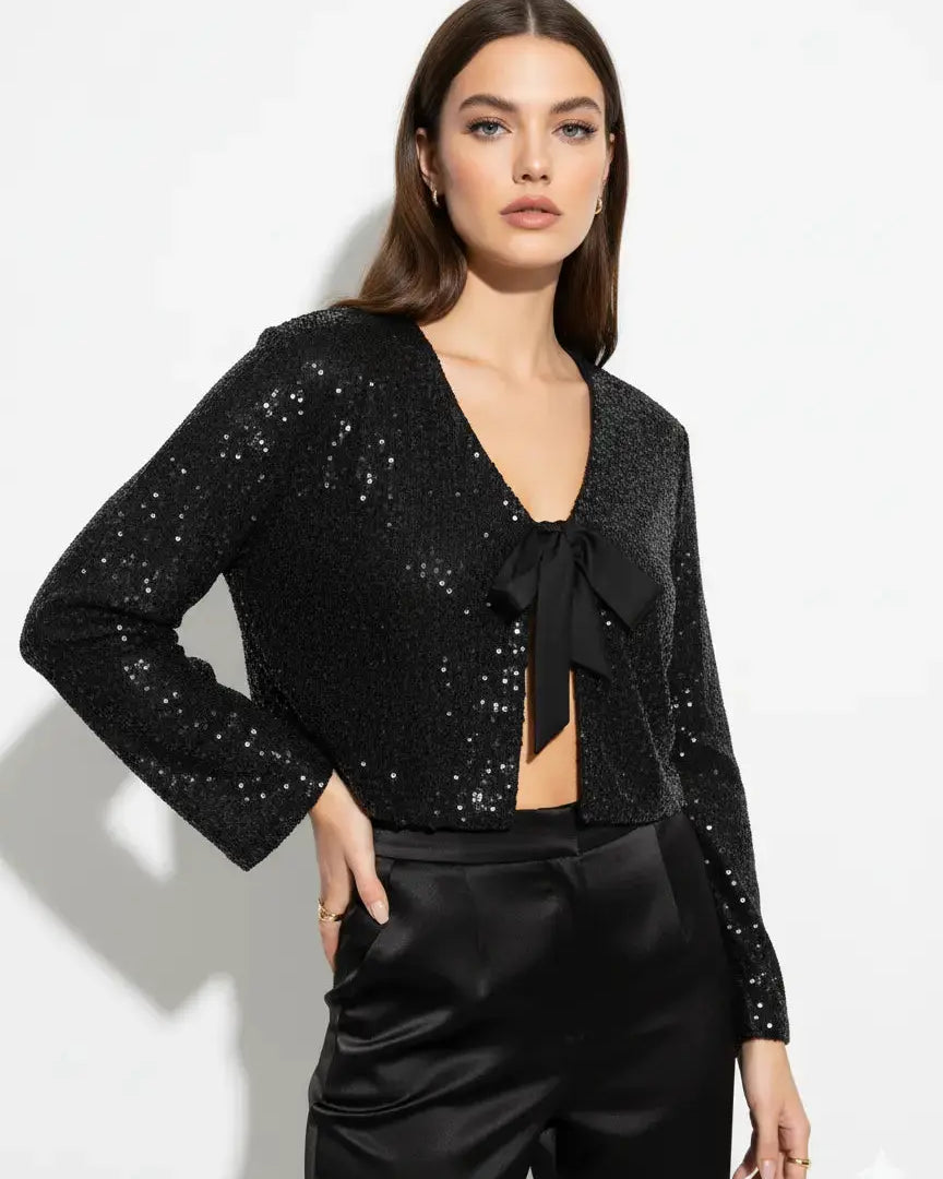 Bolerino in paillettes con nastro DORABELLA