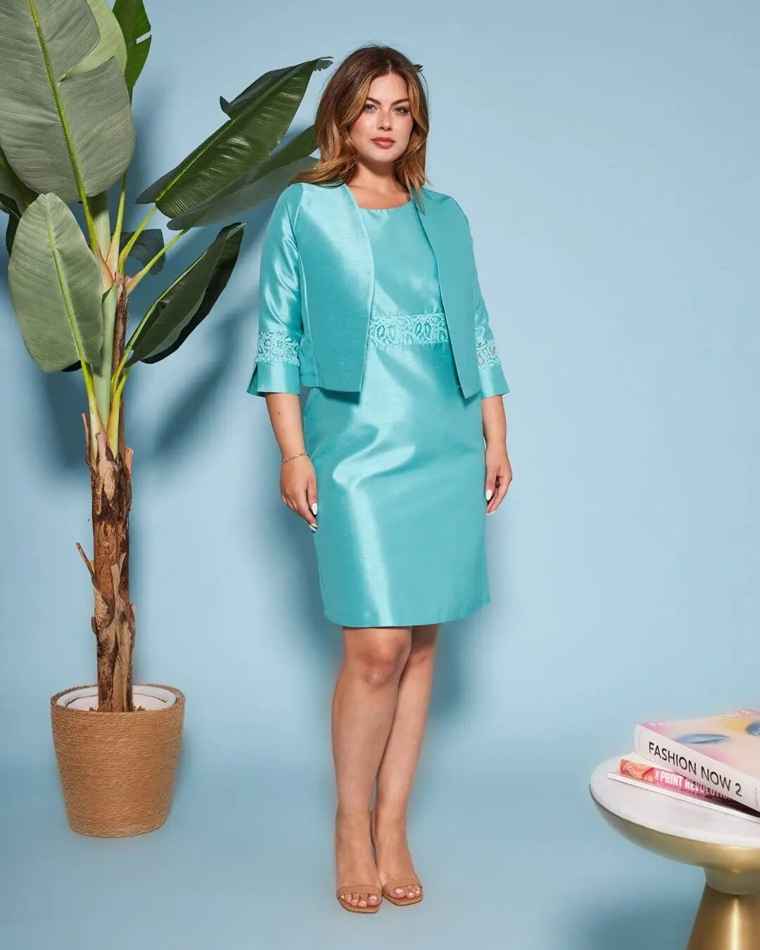 Bolerino in shantung con inserti in pizzo sulle maniche ACQUA DORABELLA COUTURE