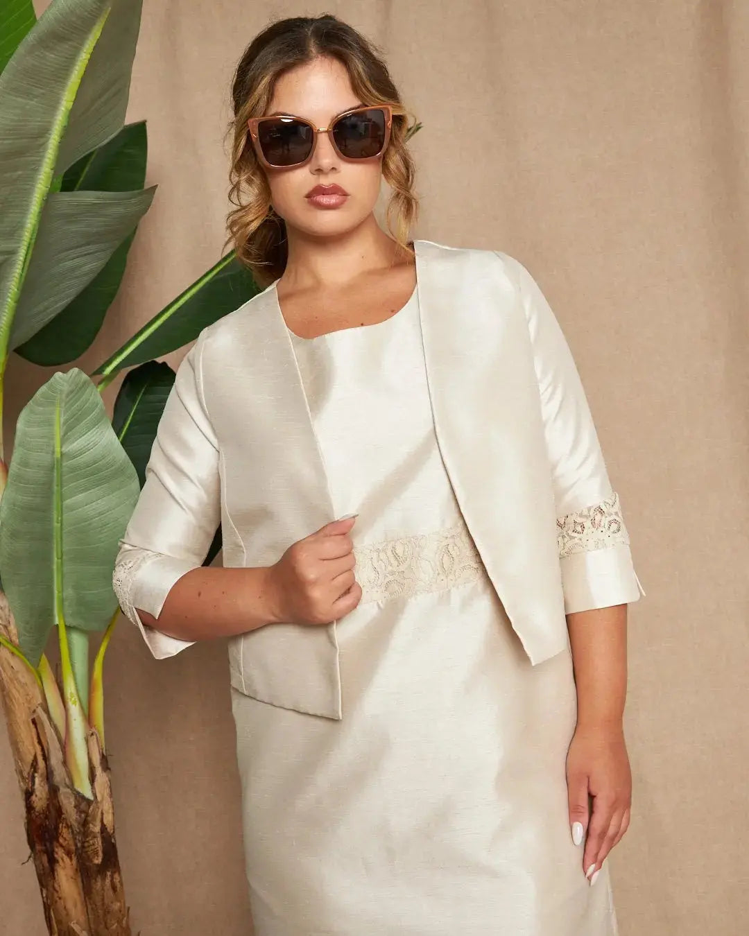 Bolerino in shantung con inserti in pizzo sulle maniche DORABELLA COUTURE