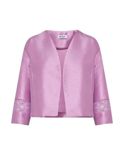 Bolerino in shantung con inserti in pizzo sulle maniche