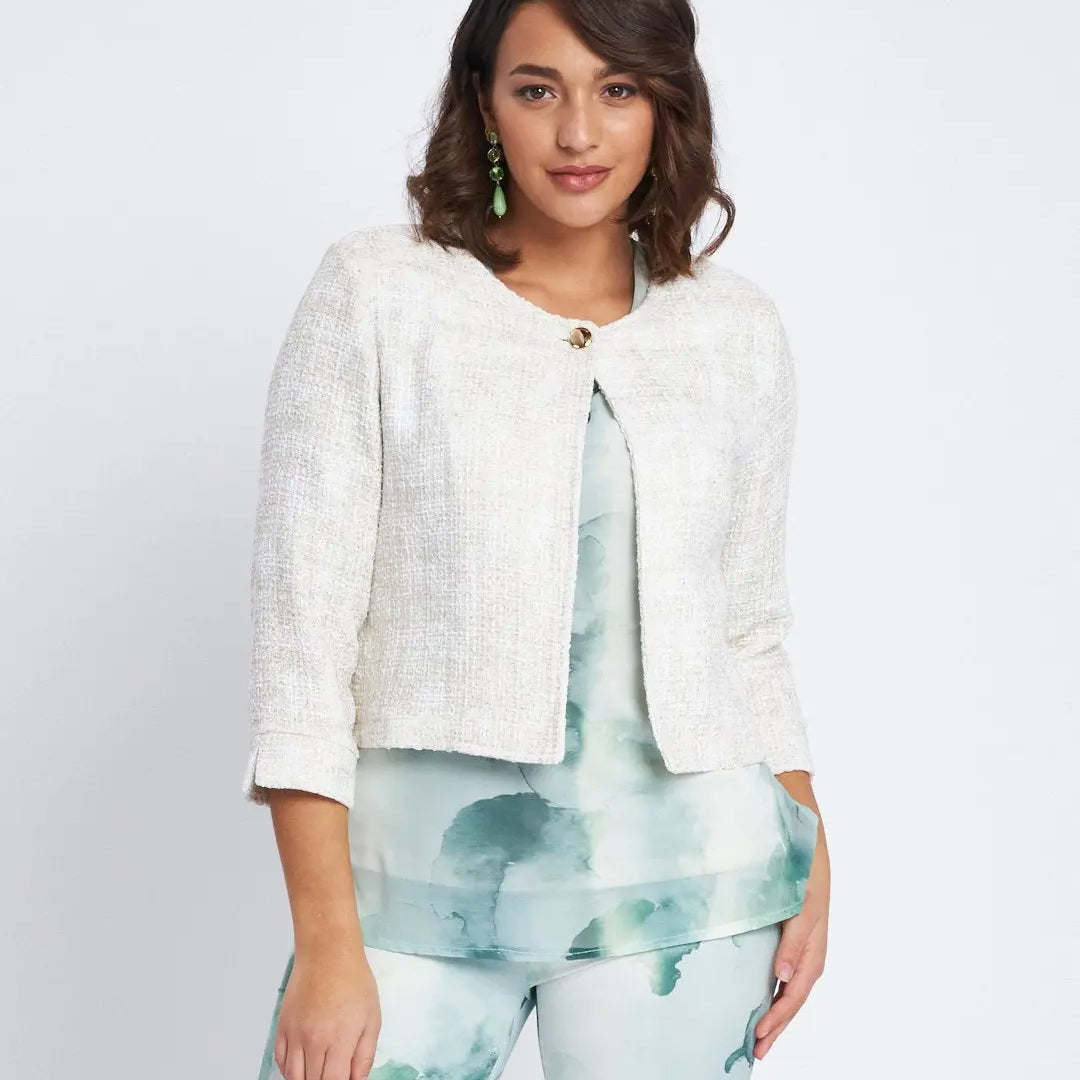 Bolerino monopetto in tweed CREMA DORABELLA