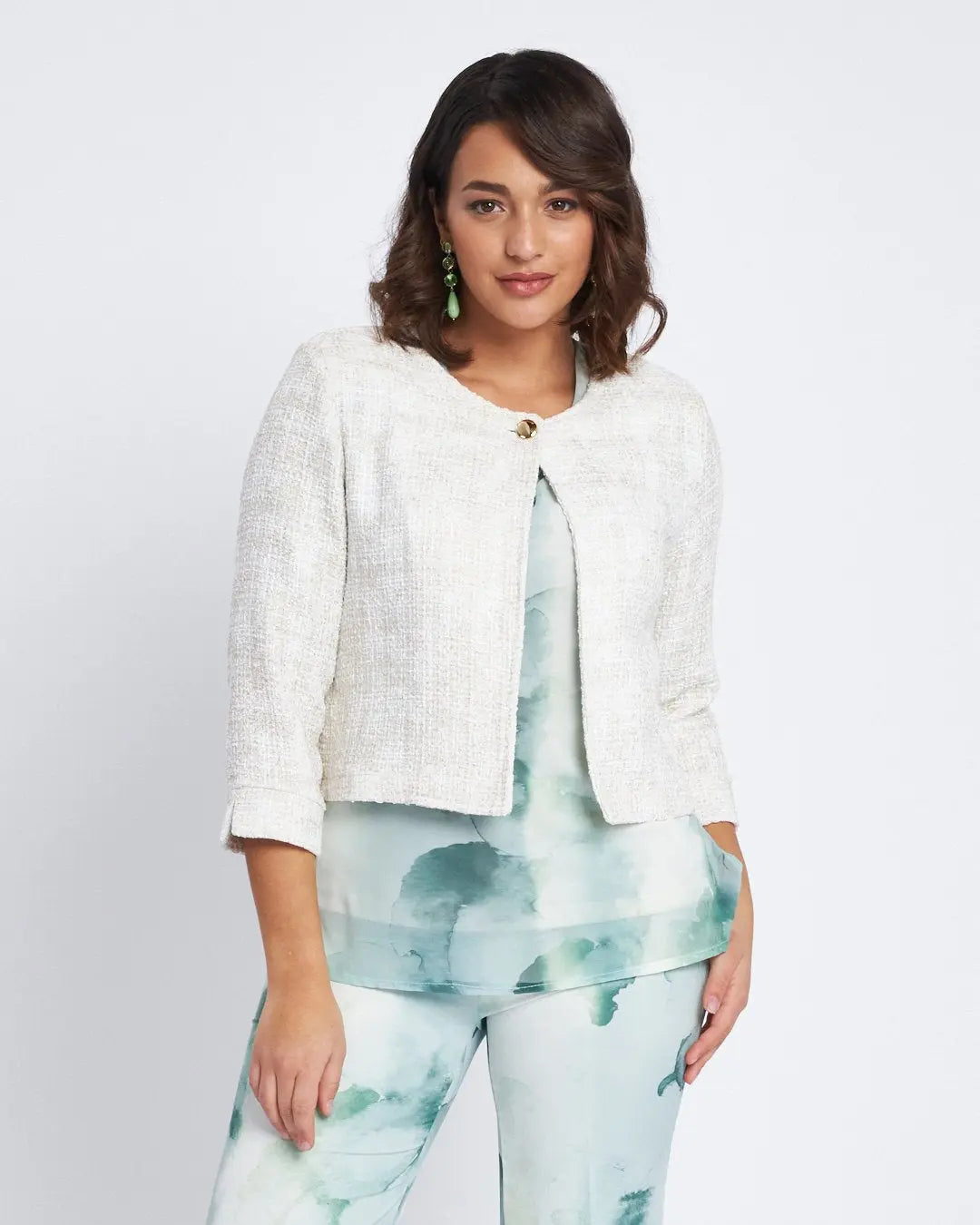 Bolerino monopetto in tweed CREMA DORABELLA