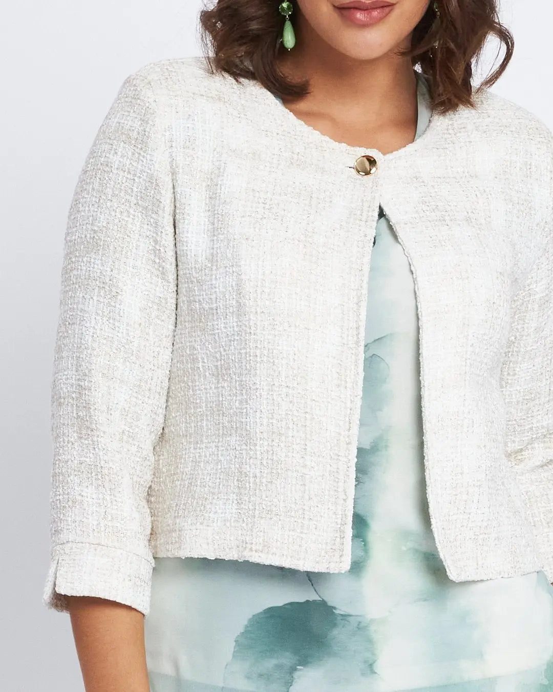 Bolerino monopetto in tweed CREMA DORABELLA