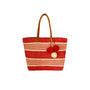Borsa Mare a righe con pon pon Dorabella Rosso