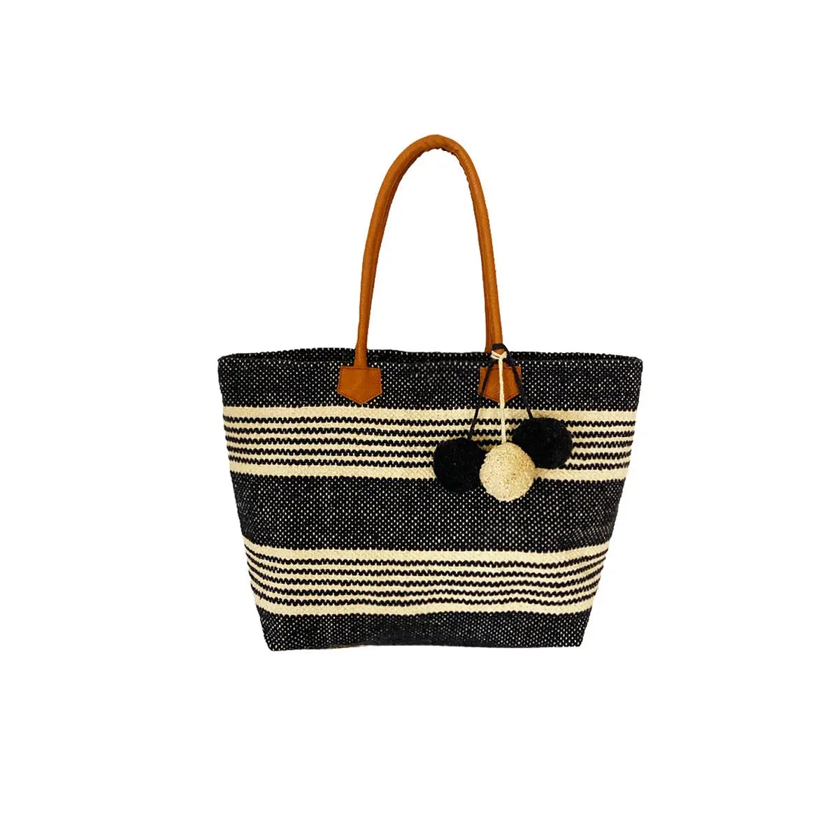 Borsa Mare a righe con pon pon Dorabella Deep-Blue-Navy