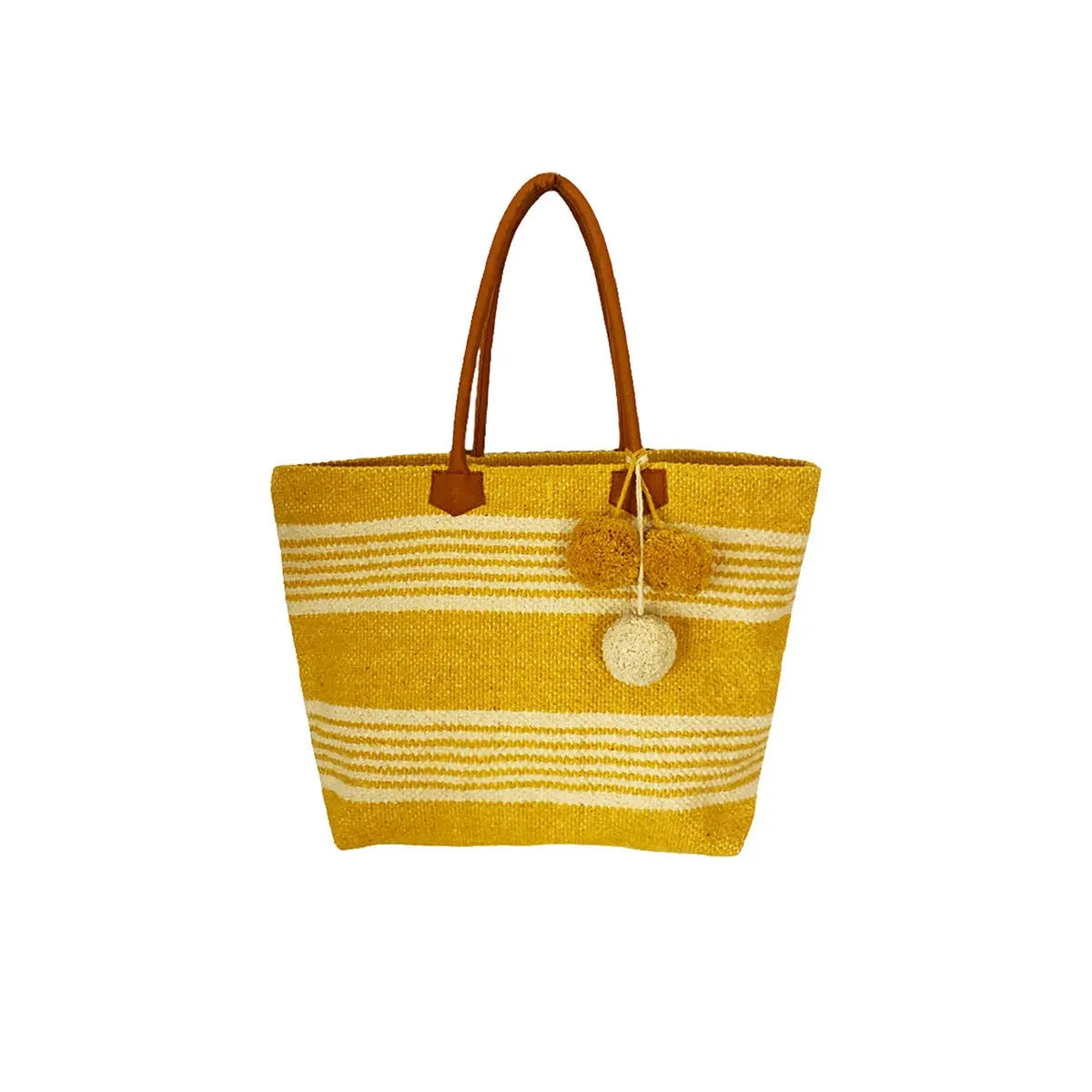 Borsa Mare a righe con pon pon Dorabella Giallo
