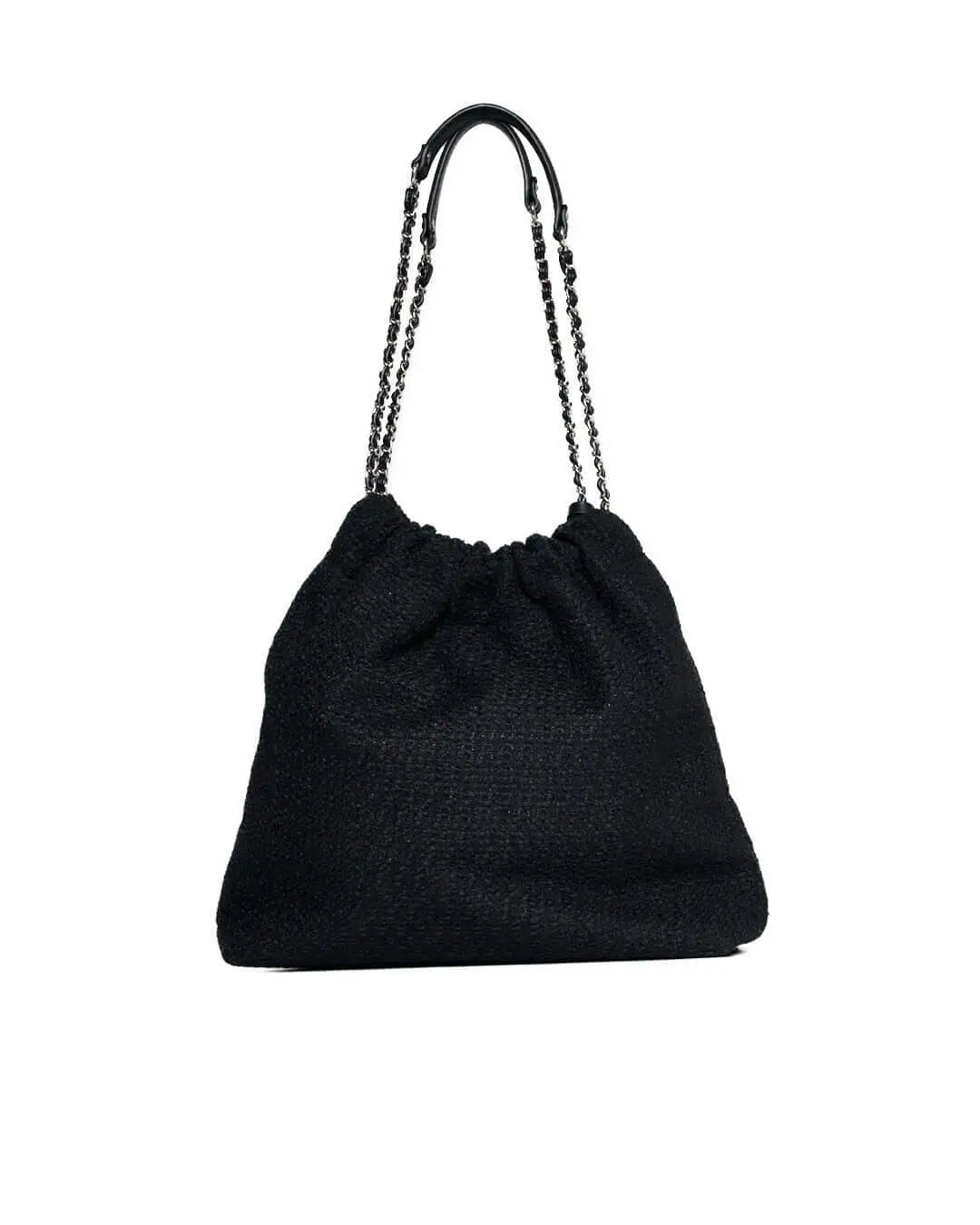 Borsa a sacchetto in tweed con doppio manico a catena NERO DORABELLA