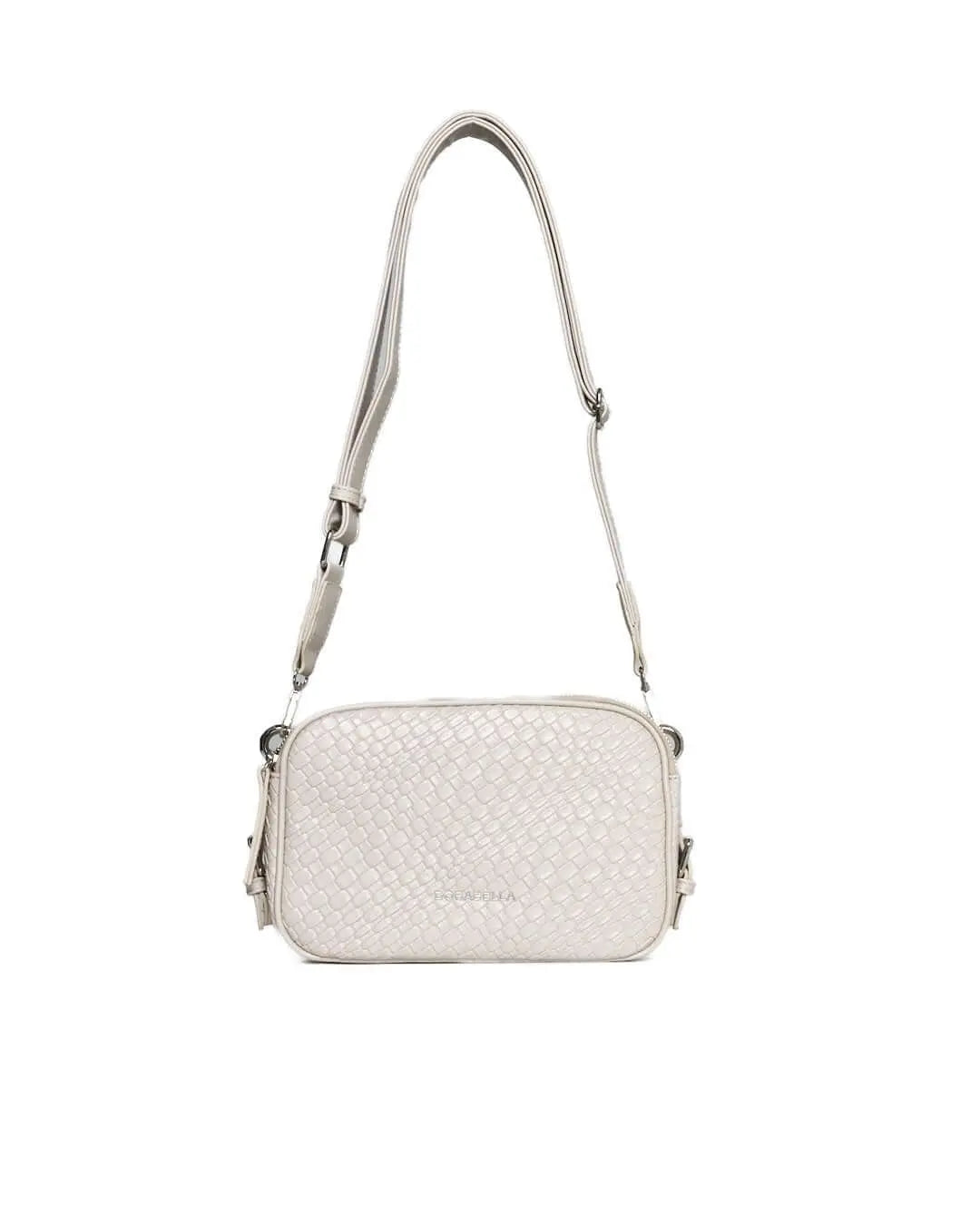 Borsa a spalla piccola in ecopelle con motivo ad intreccio con tracolla regolabile GHIACCIO DORABELLA