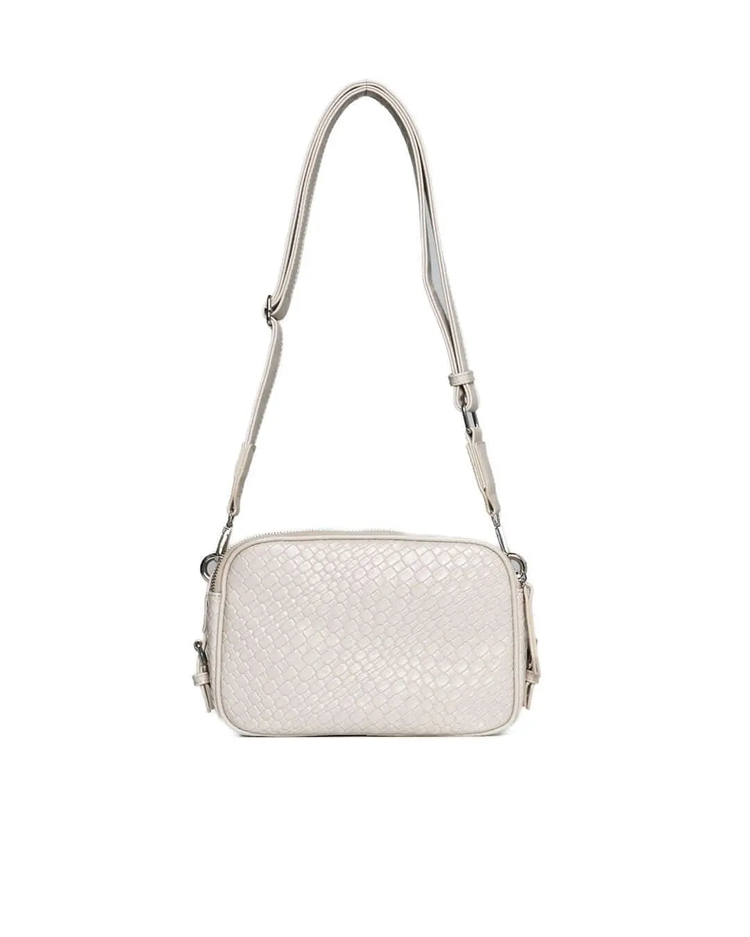 Borsa a spalla piccola in ecopelle con motivo ad intreccio con tracolla regolabile GHIACCIO DORABELLA