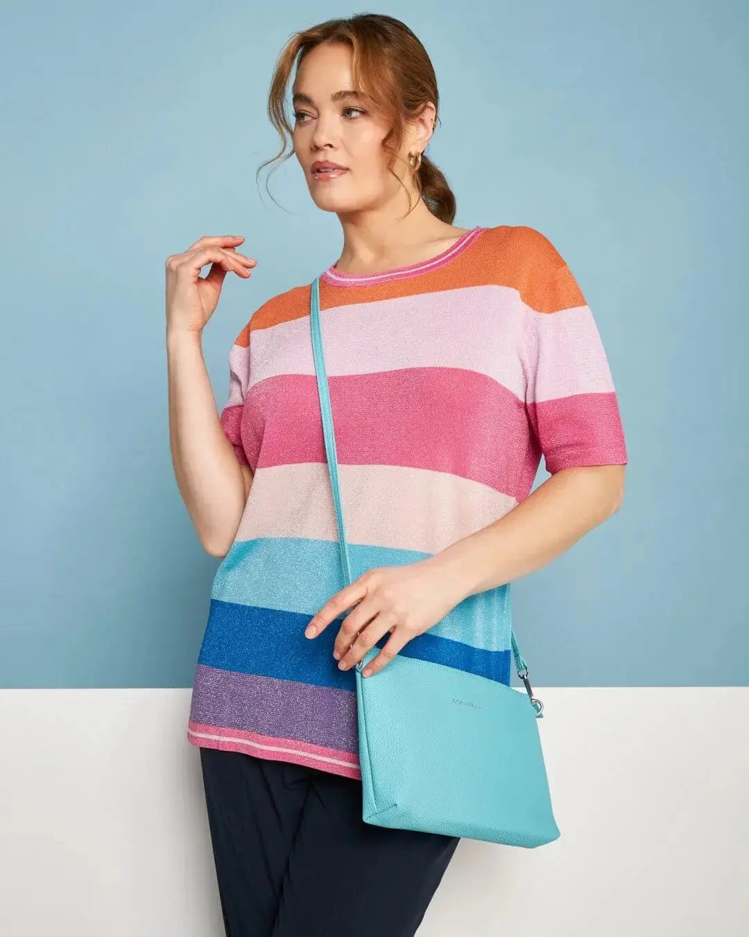 Borsa a tracolla Easy smart in ecopelle a grana con logo sul davanti BLUE RADIANCE DORABELLA EASY Un