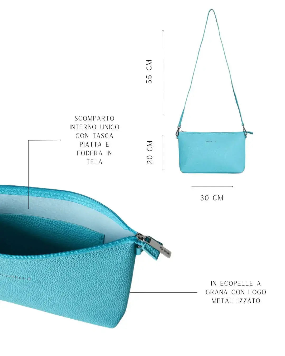 Borsa a tracolla Easy smart in ecopelle a grana con logo sul davanti BLUE RADIANCE DORABELLA EASY