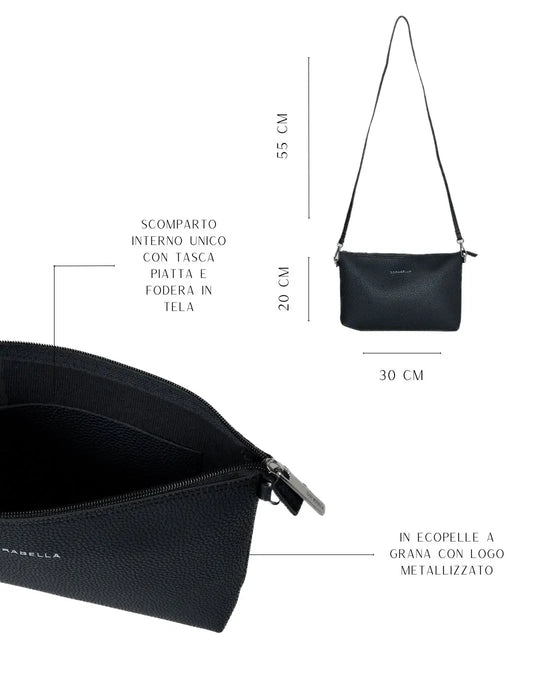 Borsa a tracolla Easy smart in ecopelle a grana con logo sul davanti NERO DORABELLA EASY