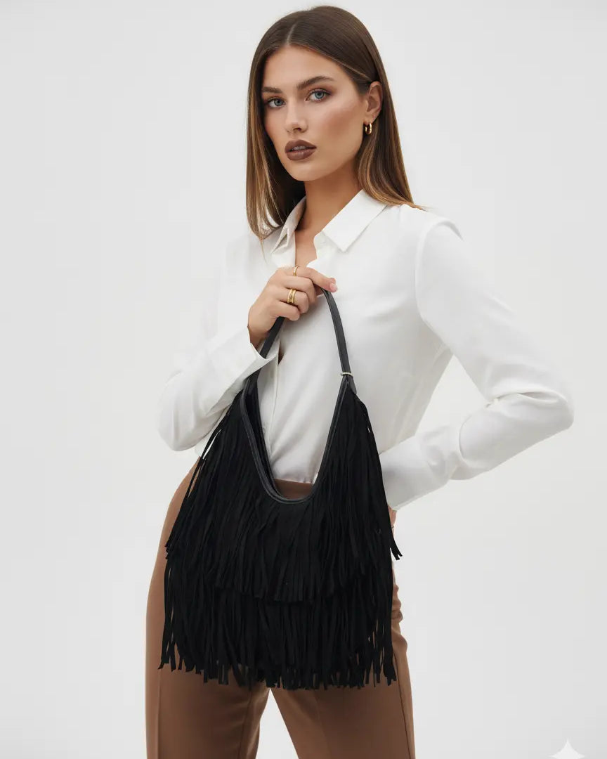 Borsa hobo con frange Dorabella