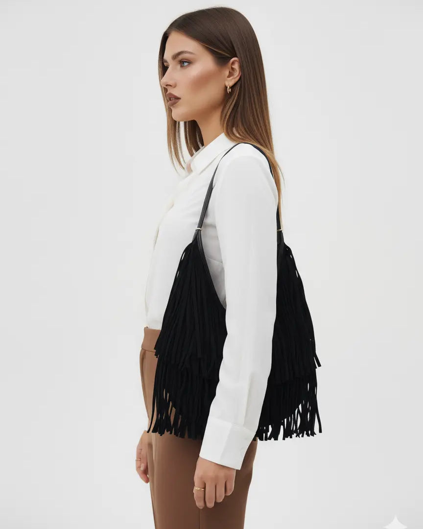 Borsa hobo con frange Dorabella