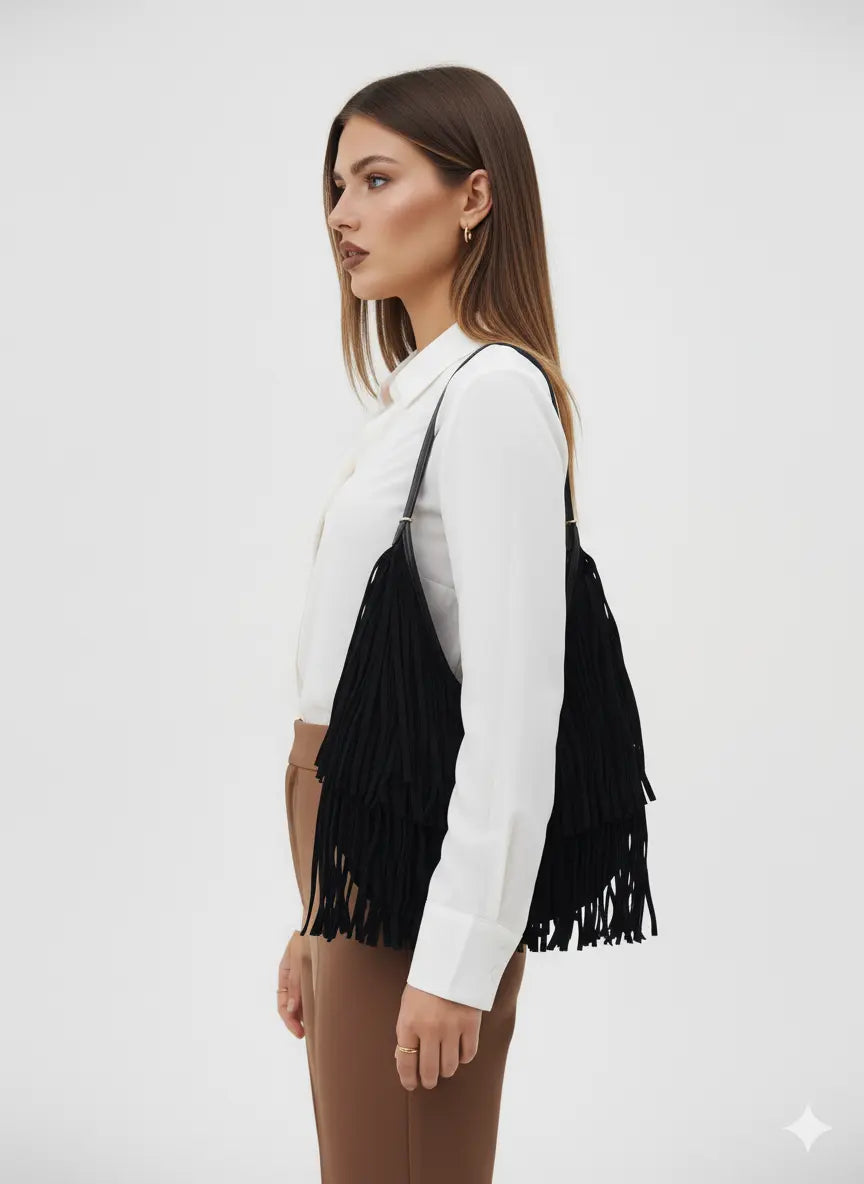 Borsa hobo con frange Dorabella