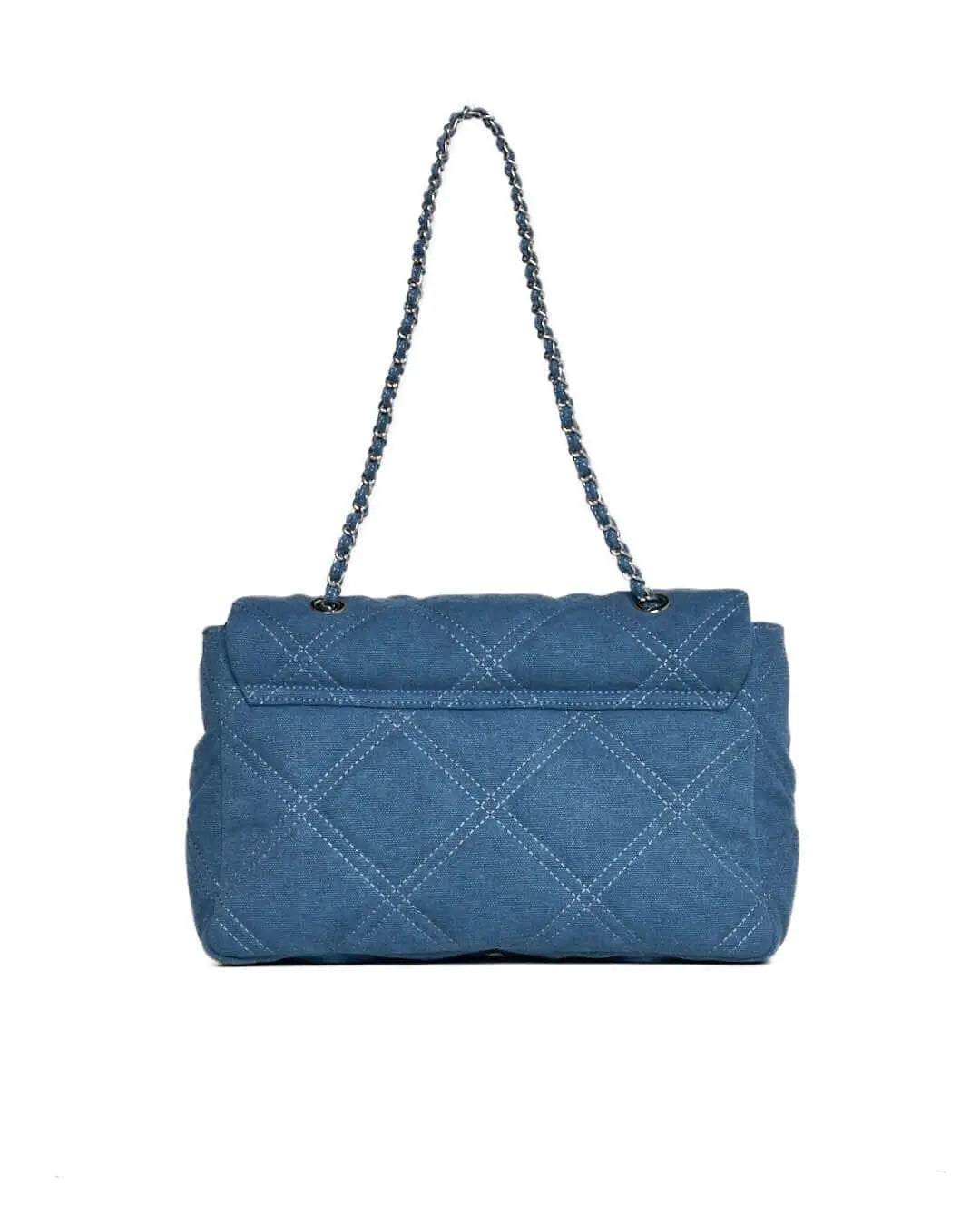 Borsa media a spalla in denim matelassé con manici a catena DENIM DORABELLA