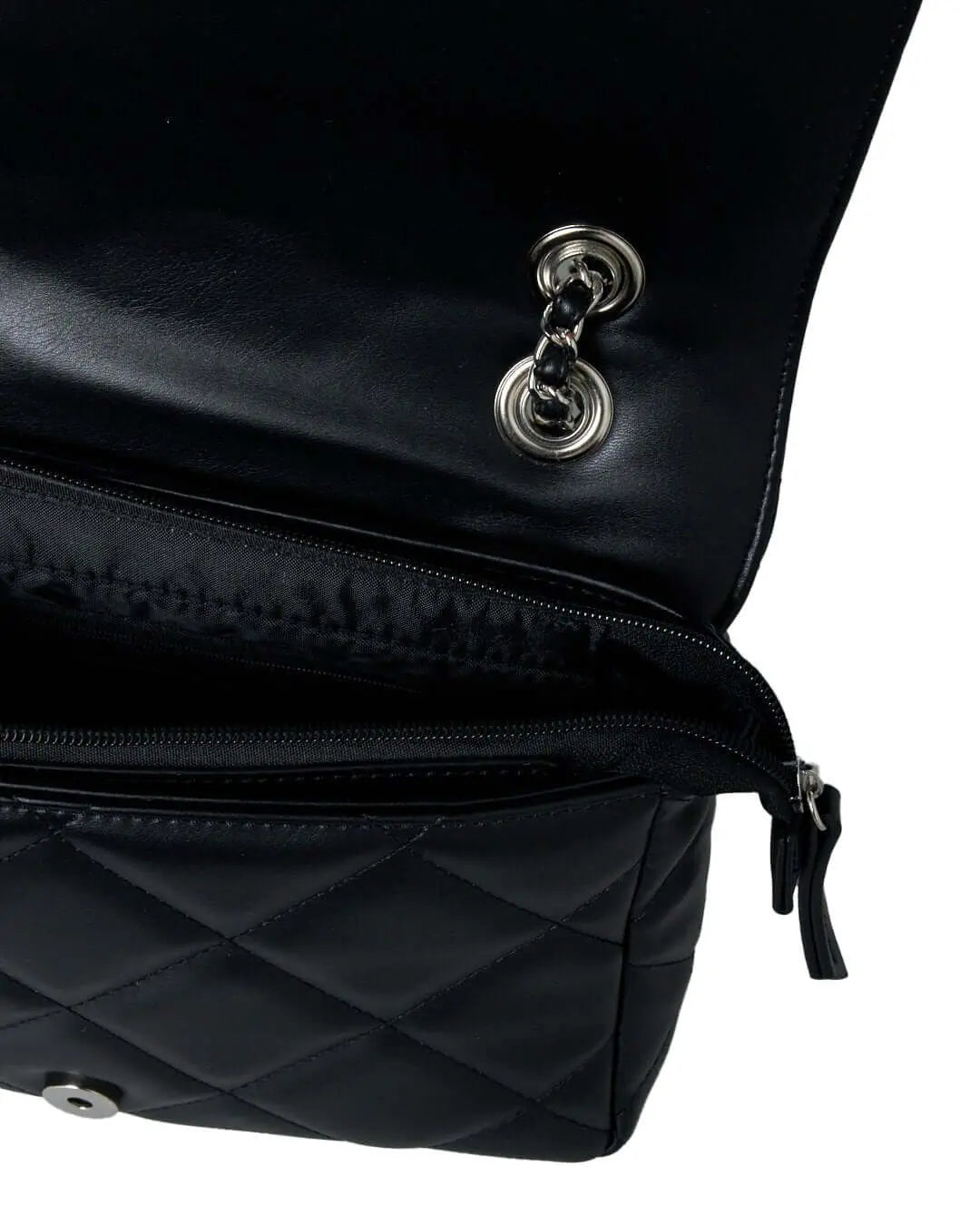 Borsa piccola a spalla in ecopelle matelassé con manici a catena NERO DORABELLA