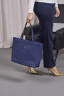 Borsa shopper large in ecopelle a grana con logo sul davanti BLU DORABELLA EASY