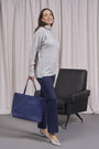 Borsa shopper large in ecopelle a grana con logo sul davanti BLU DORABELLA EASY