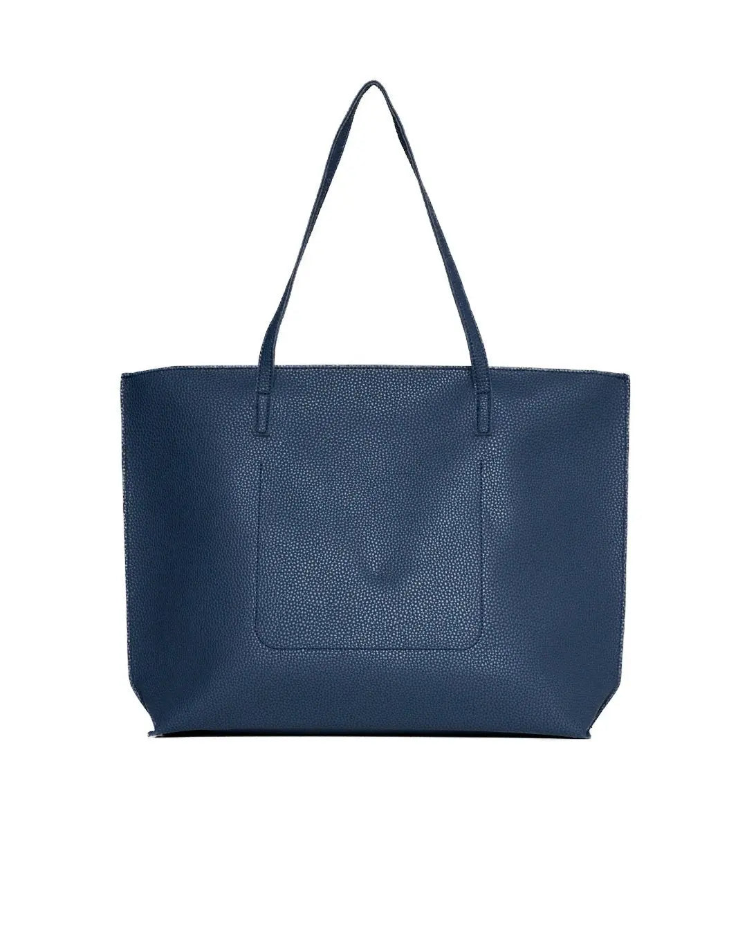 Borsa shopper large in ecopelle a grana con logo sul davanti BLU DORABELLA EASY