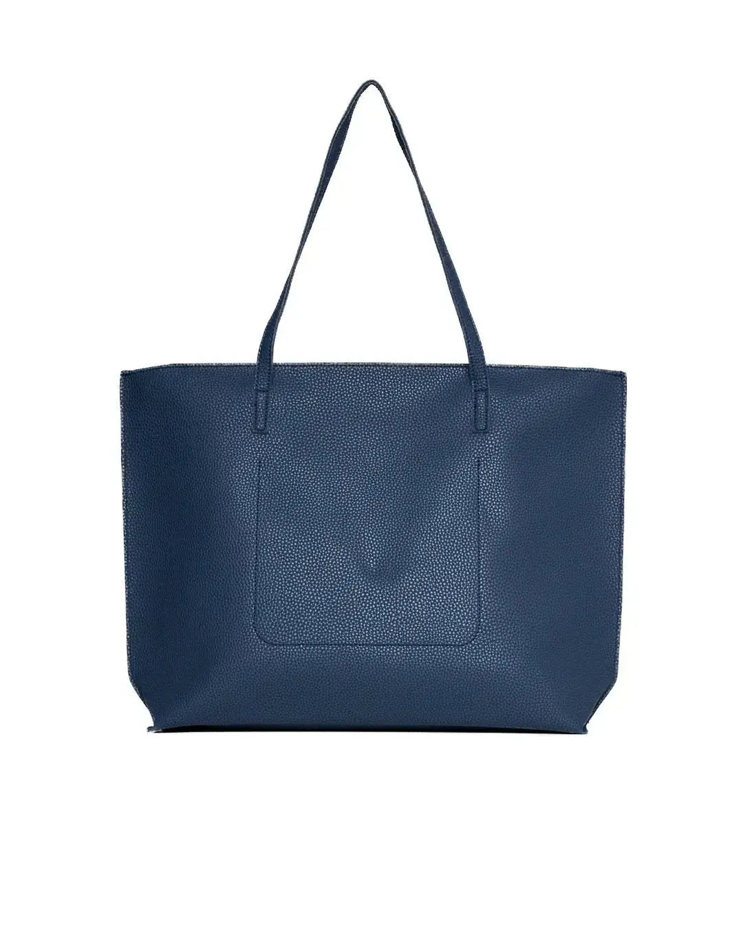 Borsa shopper large in ecopelle a grana con logo sul davanti BLU DORABELLA EASY