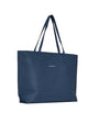 Borsa shopper large in ecopelle a grana con logo sul davanti BLU DORABELLA EASY