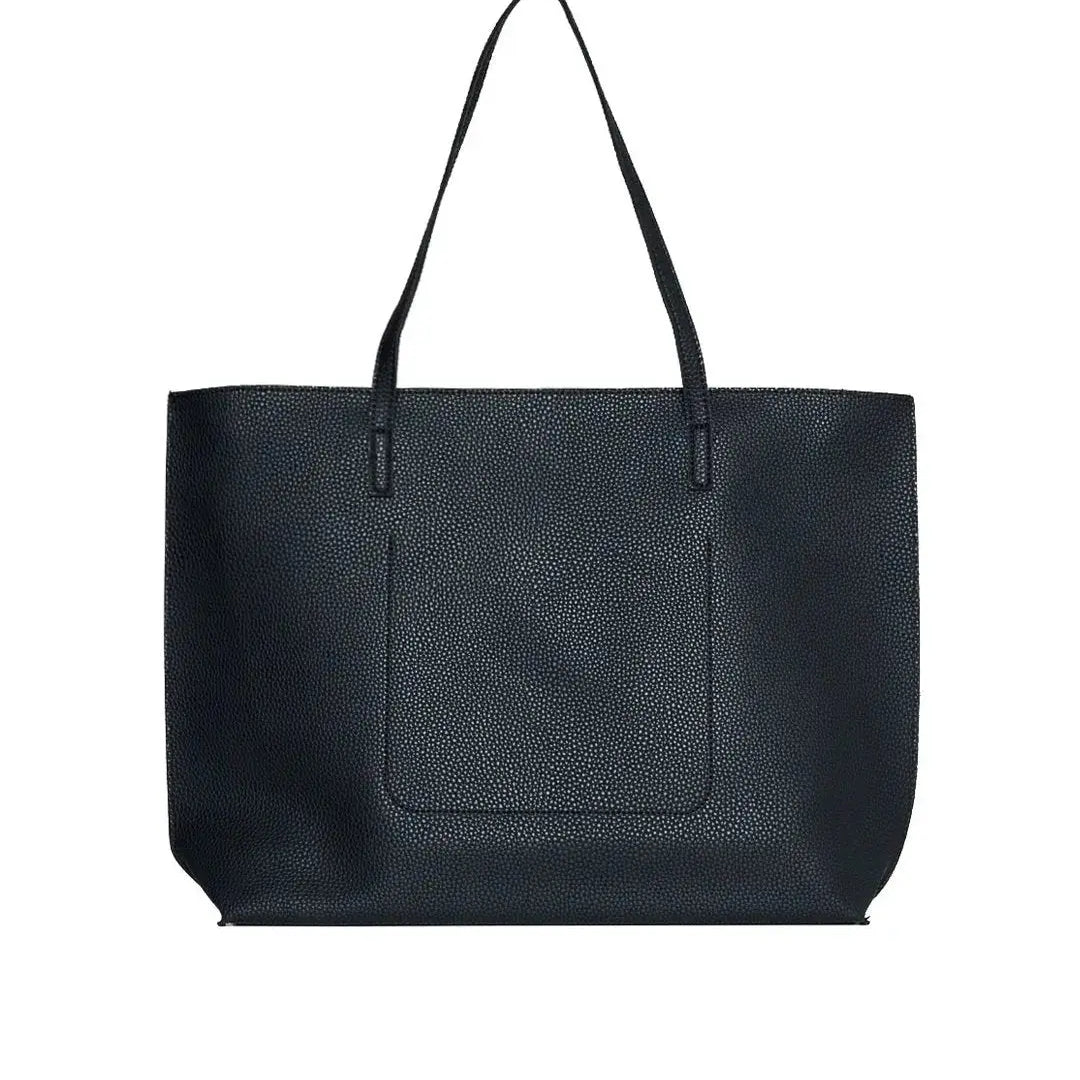 Borsa shopper large in ecopelle a grana con logo sul davanti NERO DORABELLA EASY