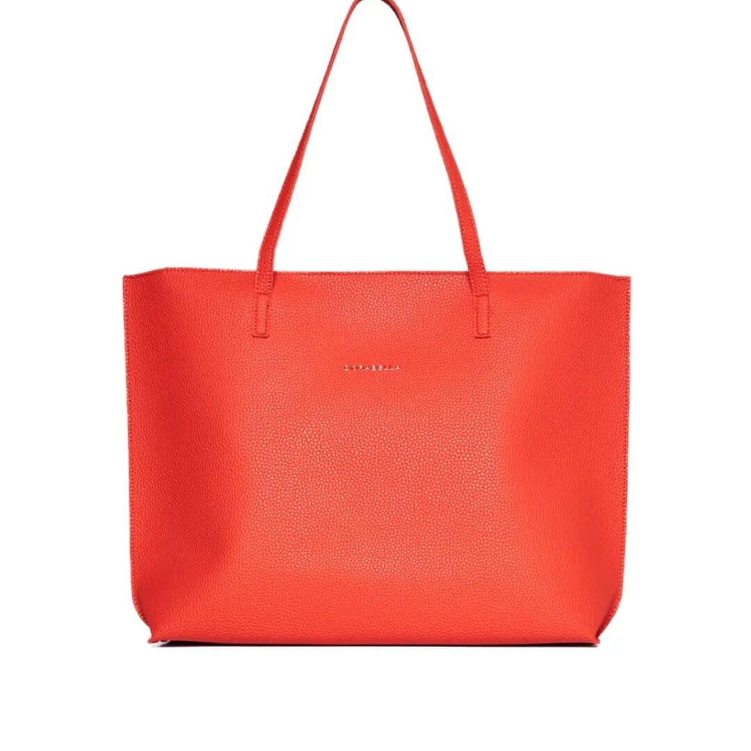 Borsa shopper large in ecopelle a grana con logo sul davanti PAPAVERO DORABELLA EASY Un