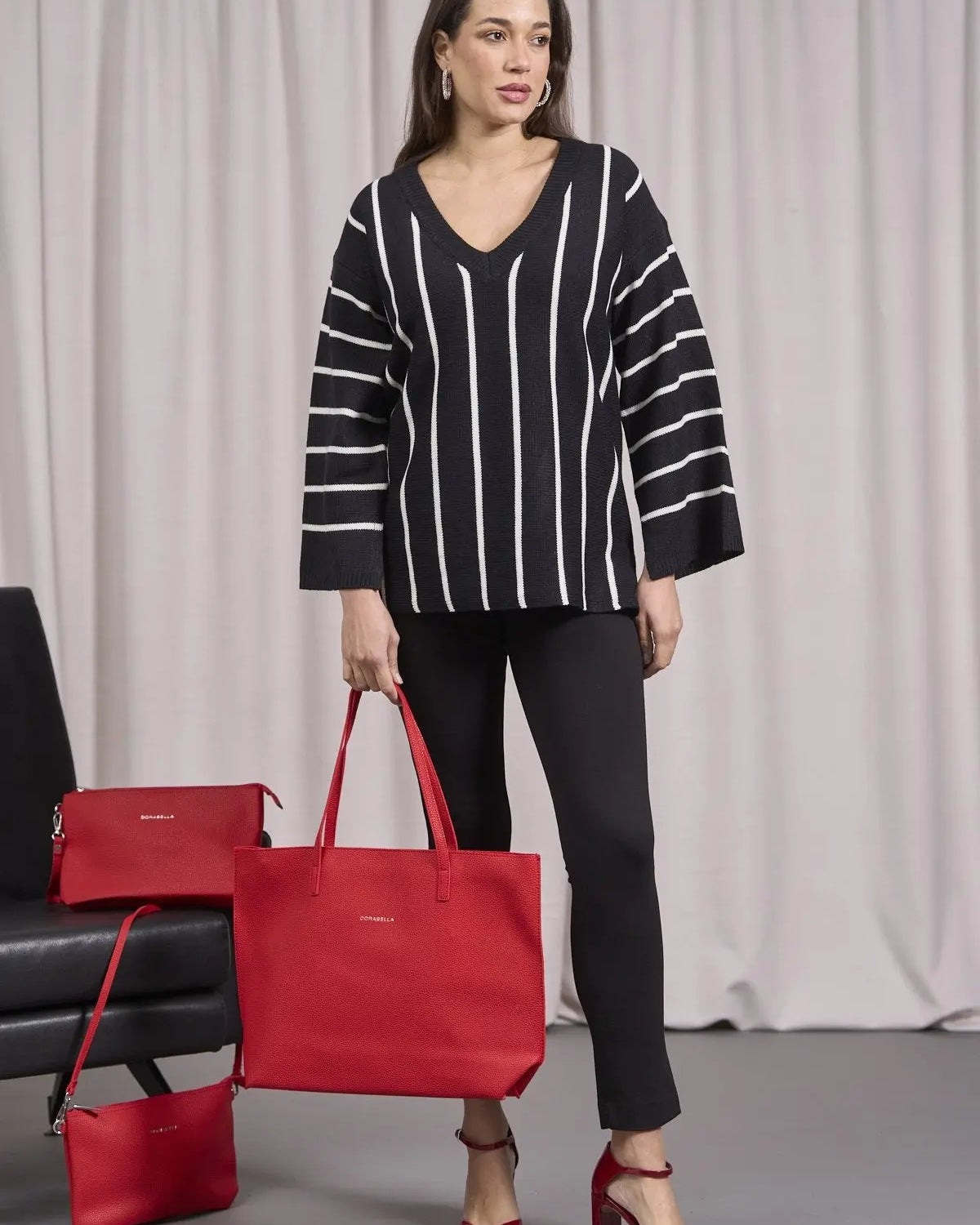 Borsa shopper large in ecopelle a grana con logo sul davanti RIBES DORABELLA EASY