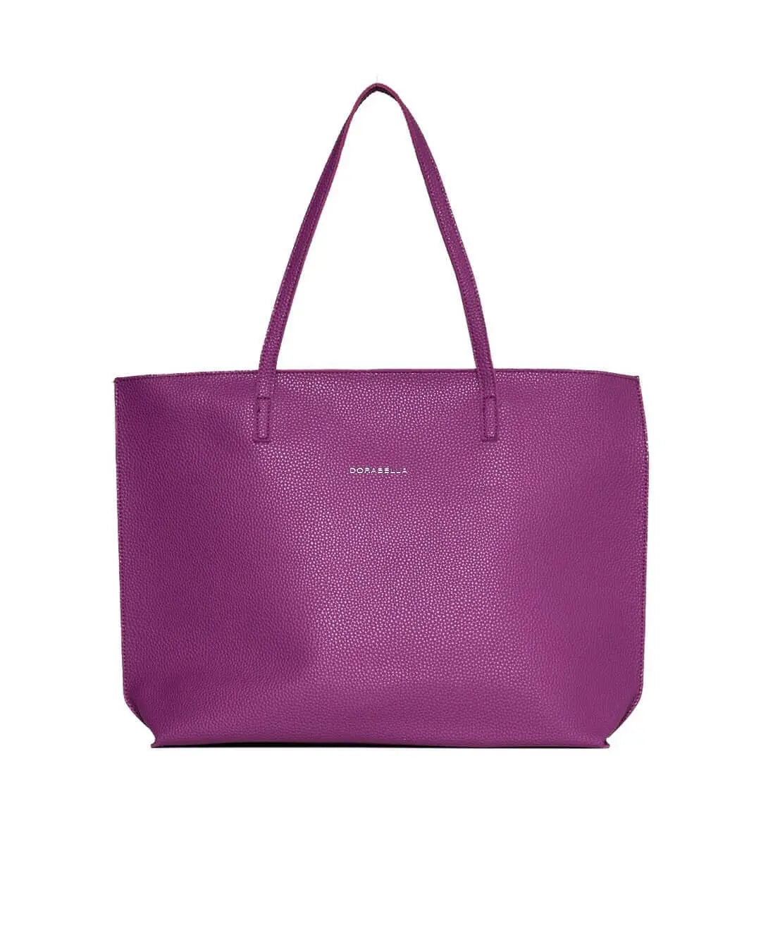 Borsa shopper large in ecopelle a grana con logo sul davanti SUMMER PURPLE DORABELLA EASY
