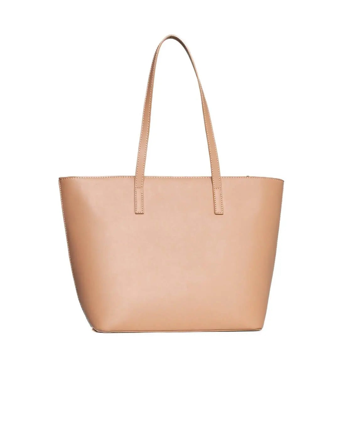 Borsa shopper media in ecopelle con motivo ad intreccio BEIGE DORABELLA