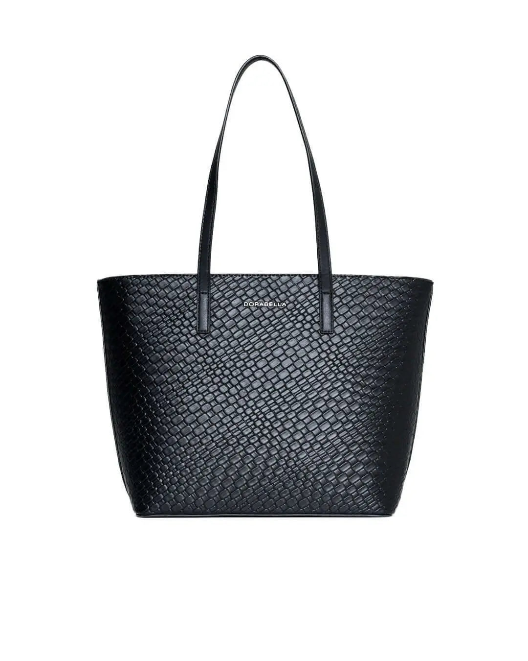 Borsa shopper media in ecopelle con motivo ad intreccio NERO DORABELLA UNICO