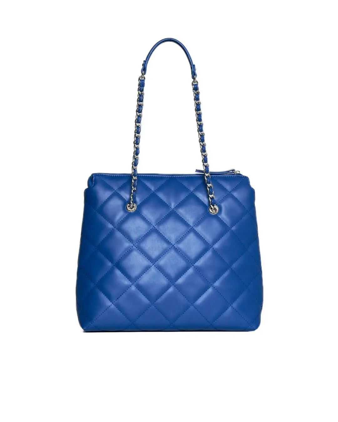 Borsa shopper media in ecopelle matelassé con manici a catena BLU CHIARO DORABELLA