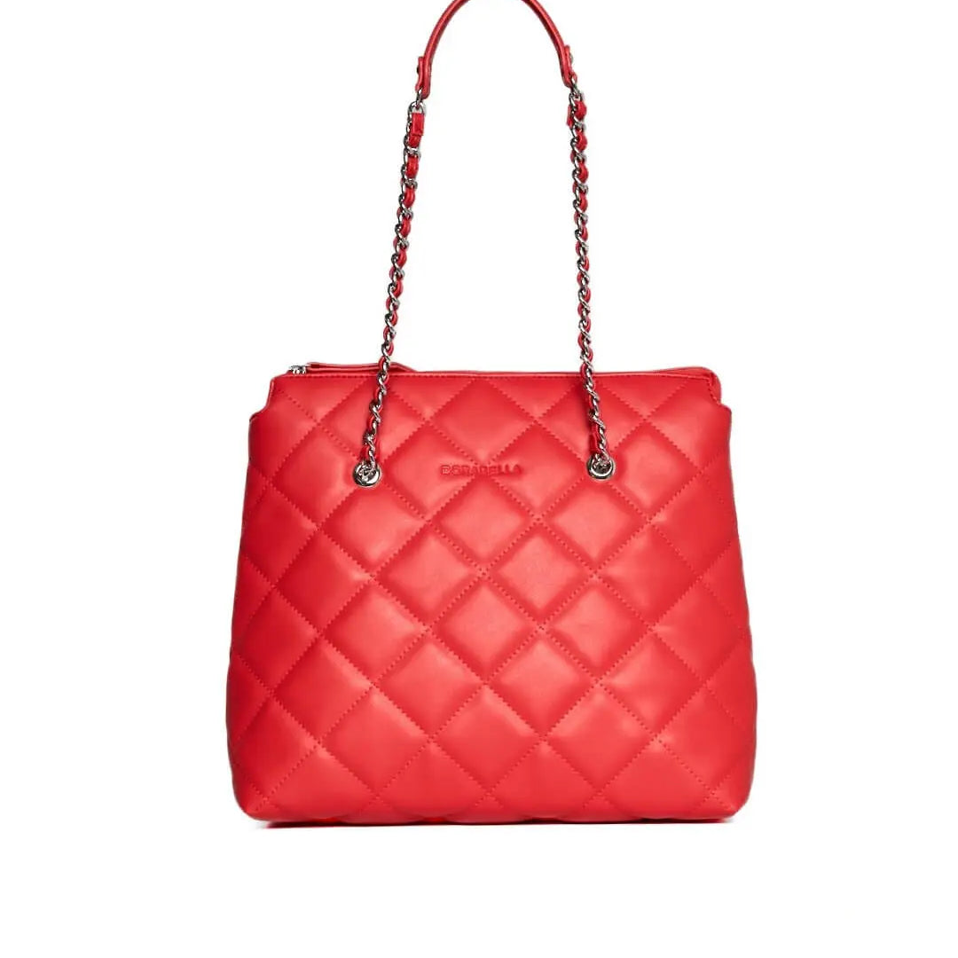 Borsa shopper media in ecopelle matelassé con manici a catena PAPAVERO DORABELLA UNICO