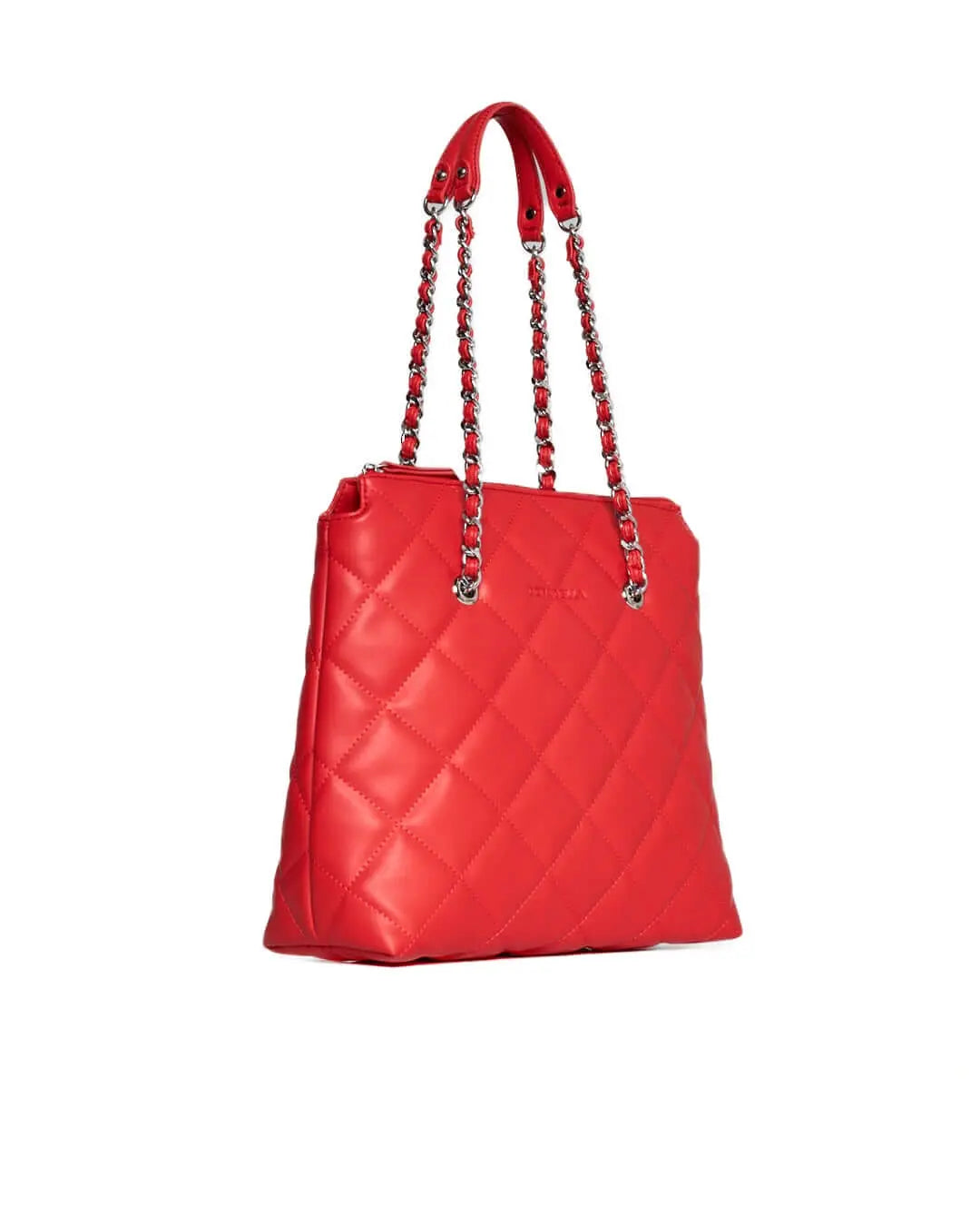 Borsa shopper media in ecopelle matelassé con manici a catena PAPAVERO DORABELLA