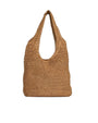 Borsa shopper modello hobo in rafia con doppio manico BEIGE DORABELLA