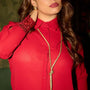 CAMICIA CON APPLICAZIONE DI PAILLETTES ROSSO DORABELLA XXL